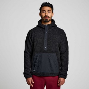 Hanorac cu Gluga Saucony Recovery Sherpa Pullover Barbati Negrii | ROMANIA URJNTQ