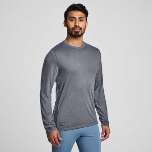 Tricou Saucony Peregrine Merino Long Sleeve Barbati Gri | ROMANIA RMHGYK