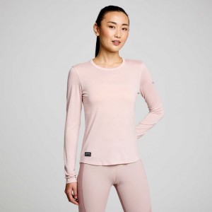 Tricou Saucony Peregrine Merino Long Sleeve Dama Roz | ROMANIA FLBJRQ