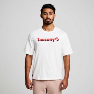 Tricou Saucony Recovery Scurte Sleeve Barbati Albi | ROMANIA TPQIAN