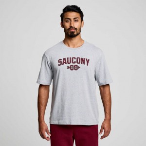 Tricou Saucony Recovery Scurte Sleeve Barbati Gri Deschis | ROMANIA DXFUGJ