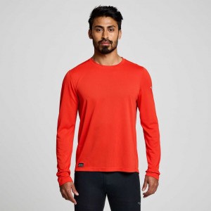 Tricou Saucony Stopwatch Long Sleeve Barbati Rosii | ROMANIA KMJZIS