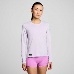 Tricou Saucony Stopwatch Long Sleeve Dama Violet | ROMANIA UWAXKF