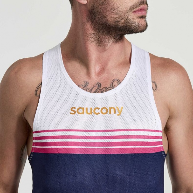 Maiouri Saucony Elite Singlet Barbati Albi Bleumarin | ROMANIA EAVKTX