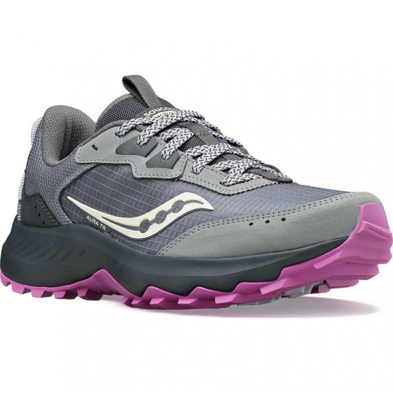 Pantofi Alergare Trail Saucony Aura TR Dama Gri | ROMANIA KWMPNU