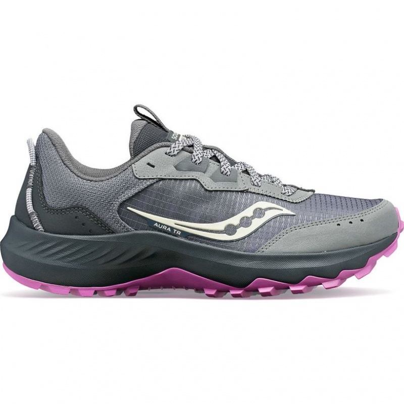 Pantofi Alergare Trail Saucony Aura TR Dama Gri | ROMANIA KWMPNU