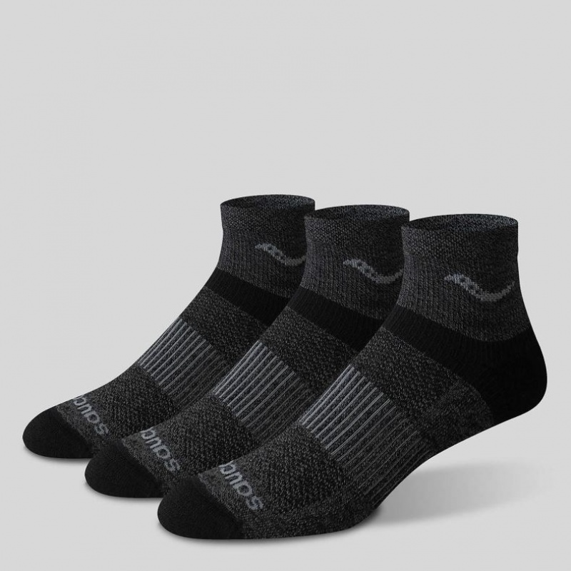 Sosete Saucony Inferno Merino Wool Blend Quarter 3-Pack Barbati Negrii | ROMANIA CXFIUW