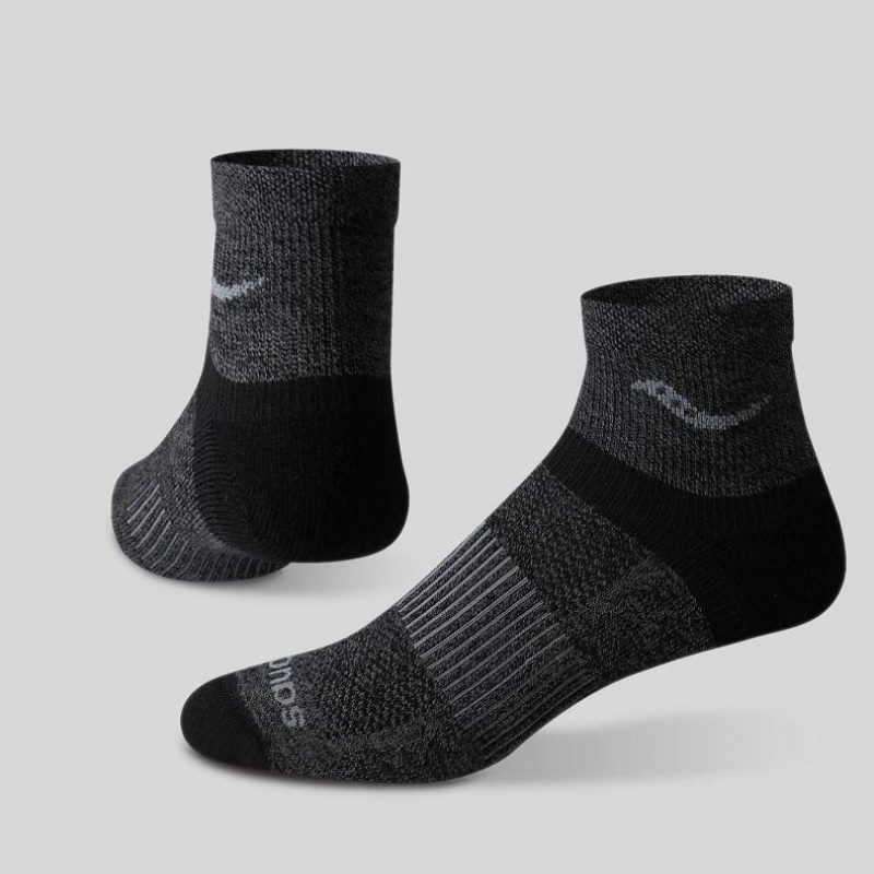 Sosete Saucony Inferno Merino Wool Blend Quarter 3-Pack Barbati Negrii | ROMANIA CXFIUW