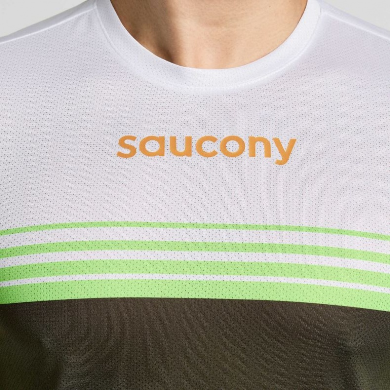 Tricou Saucony Elite Long Sleeve Barbati Albi Negrii | ROMANIA APFNGV