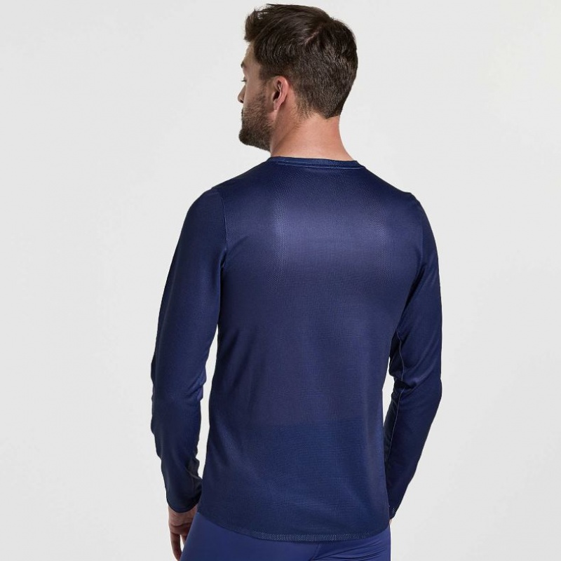 Tricou Saucony Elite Long Sleeve Barbati Bleumarin | ROMANIA WRHZKU