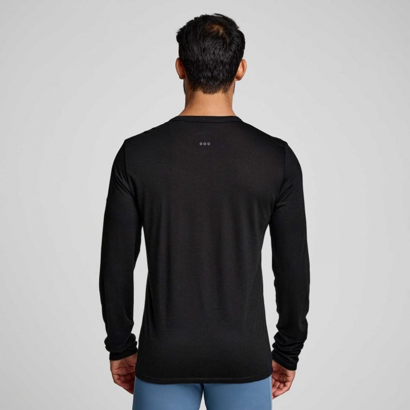 Tricou Saucony Peregrine Merino Long Sleeve Barbati Negrii | ROMANIA OYUFHS