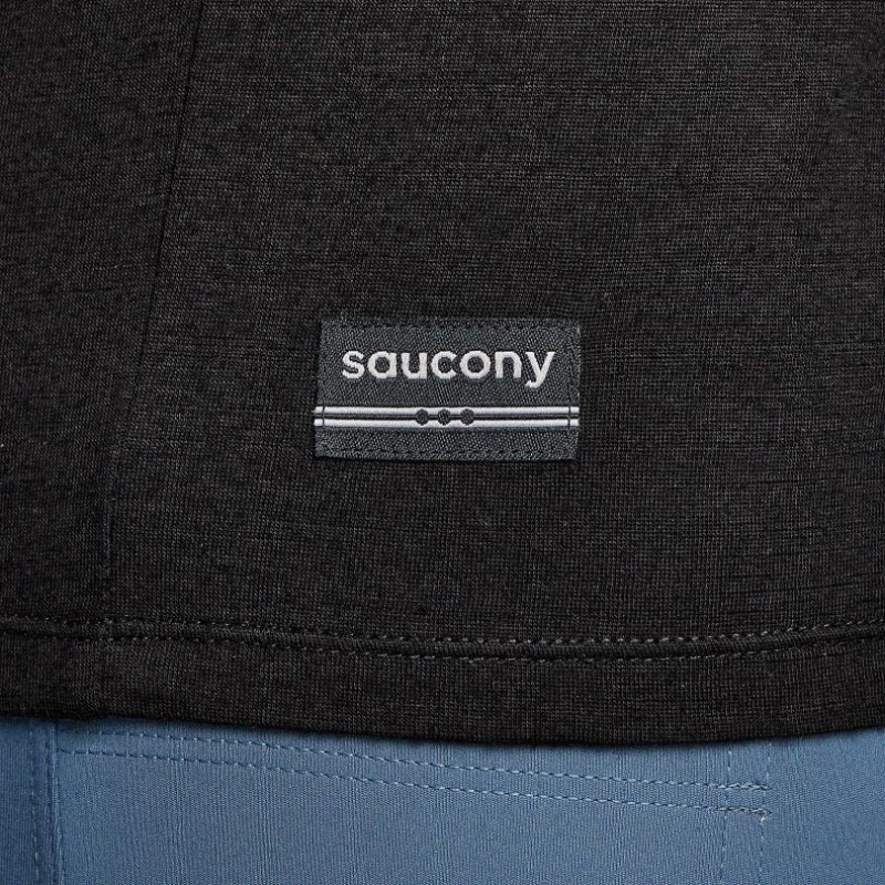 Tricou Saucony Peregrine Merino Long Sleeve Barbati Negrii | ROMANIA OYUFHS