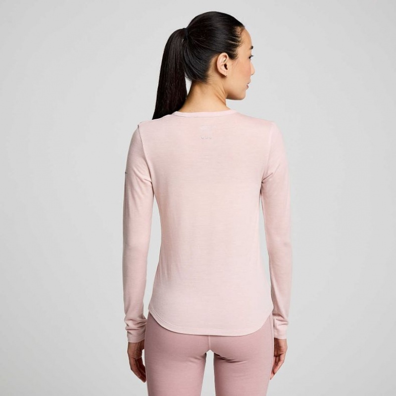 Tricou Saucony Peregrine Merino Long Sleeve Dama Roz | ROMANIA FLBJRQ