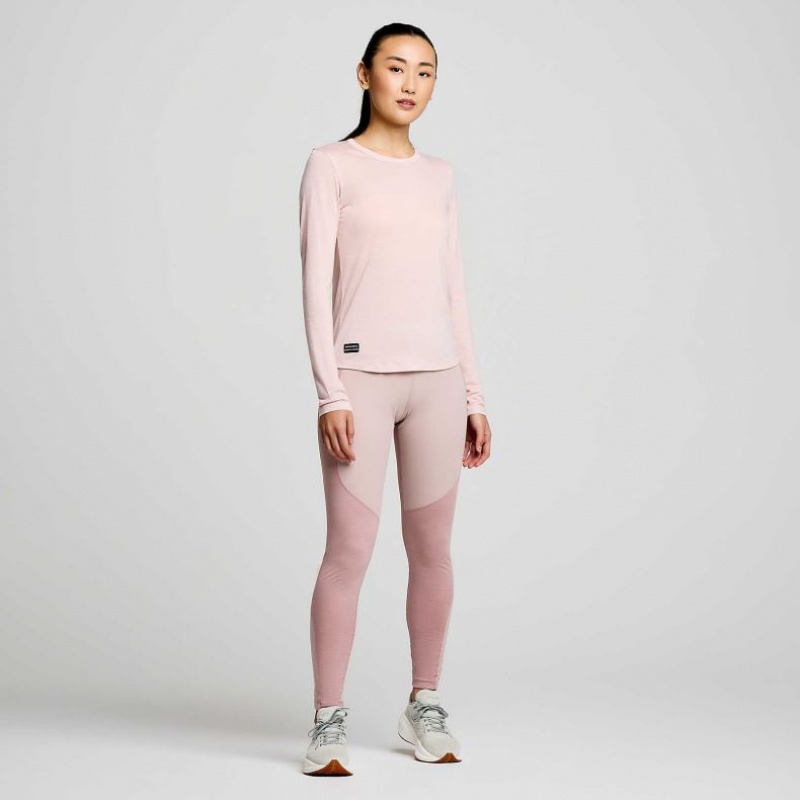 Tricou Saucony Peregrine Merino Long Sleeve Dama Roz | ROMANIA FLBJRQ