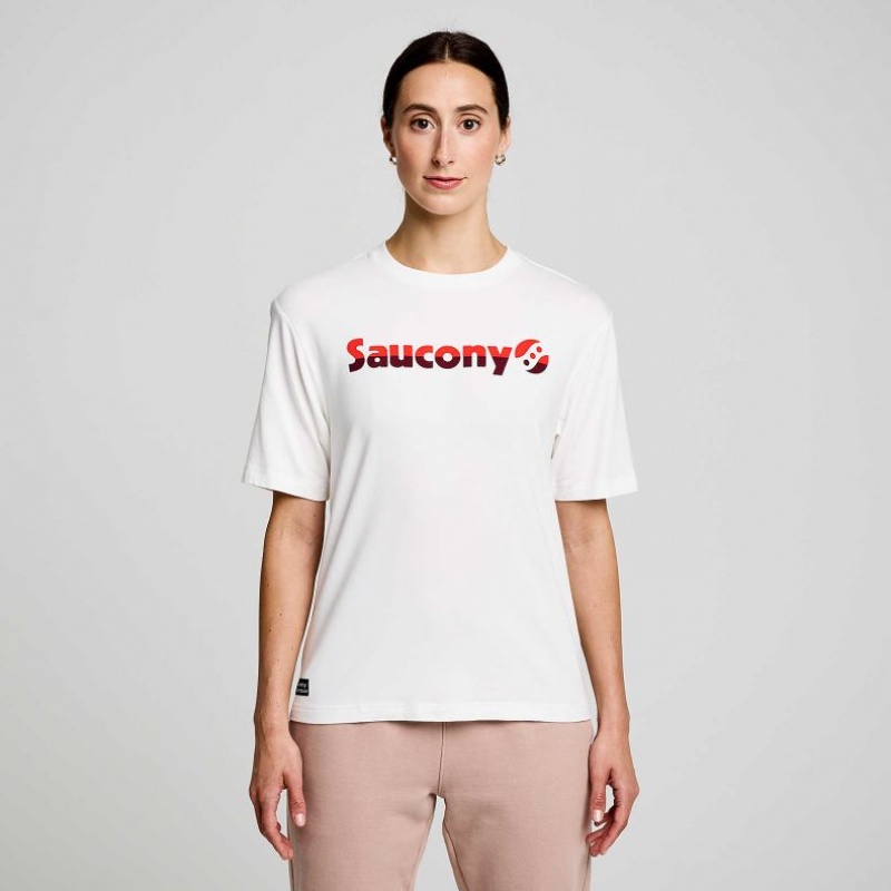 Tricou Saucony Recovery Scurte Sleeve Dama Albi | ROMANIA LXOVPD